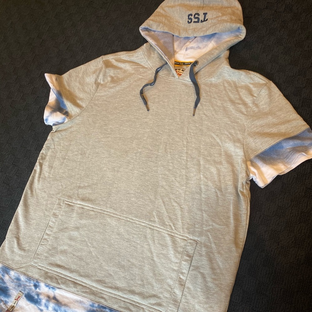 Short Sleeve Grey Hoodie - LARGE